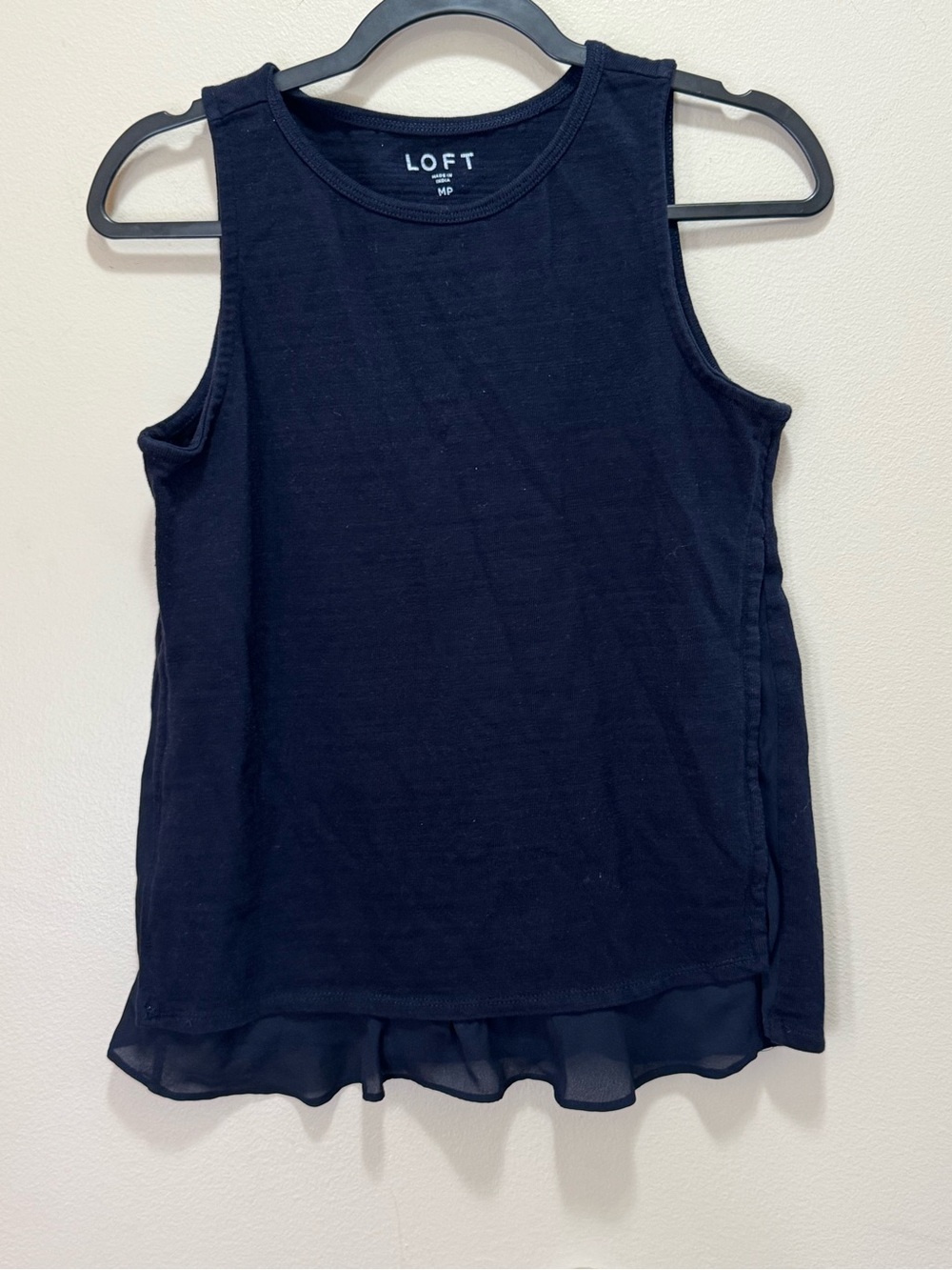 LOFT Navy Chiffon-Hem Sleeveless Tank